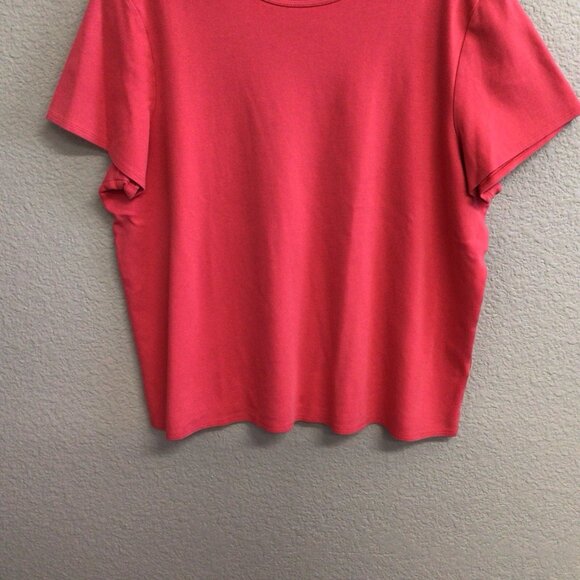 Eileen Fisher Top Cotton Jersey Short Sleeve Coral Plus Size 1X TShirt Shirt - Picture 7 of 9